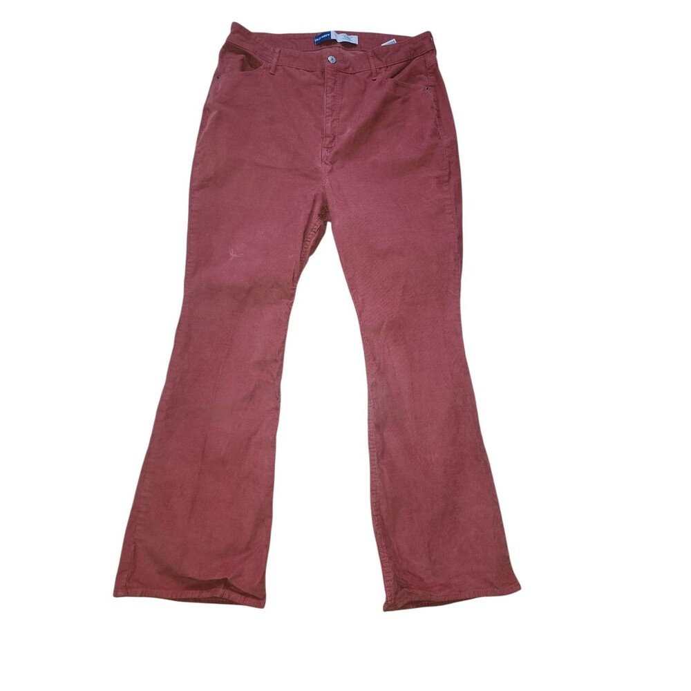 Old Navy Higher High Rise Flare Corduroy Pants Womens 16 Salmon Pink Academia